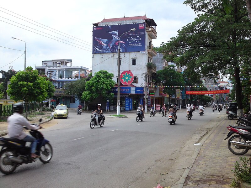 Motorbikes on a city street
