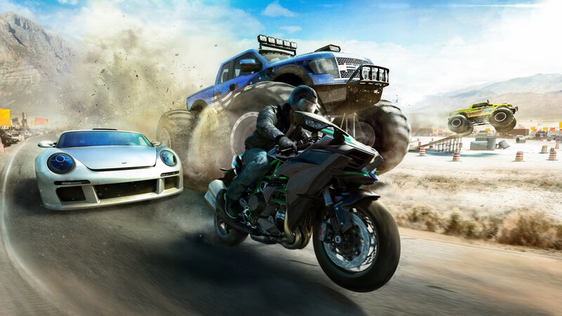 Motorcycle and Monster Truck