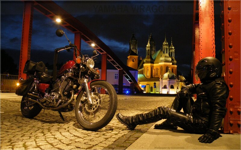 Motorcycle and Rider at Night
