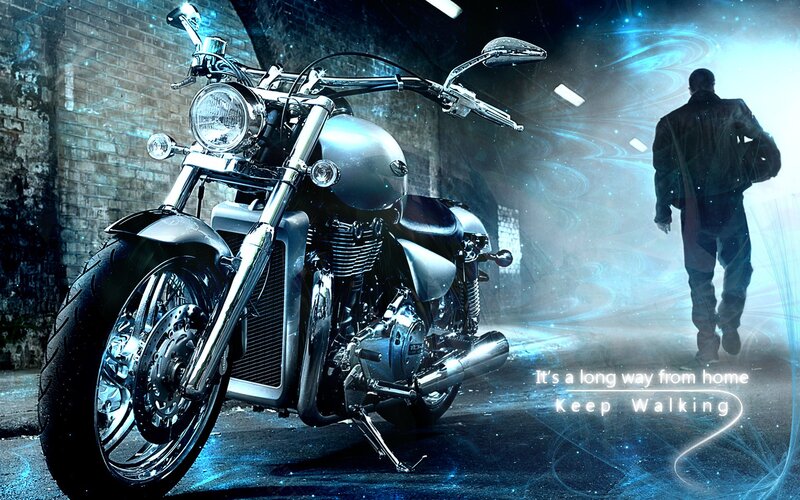 motorcycle and rider in tunnel