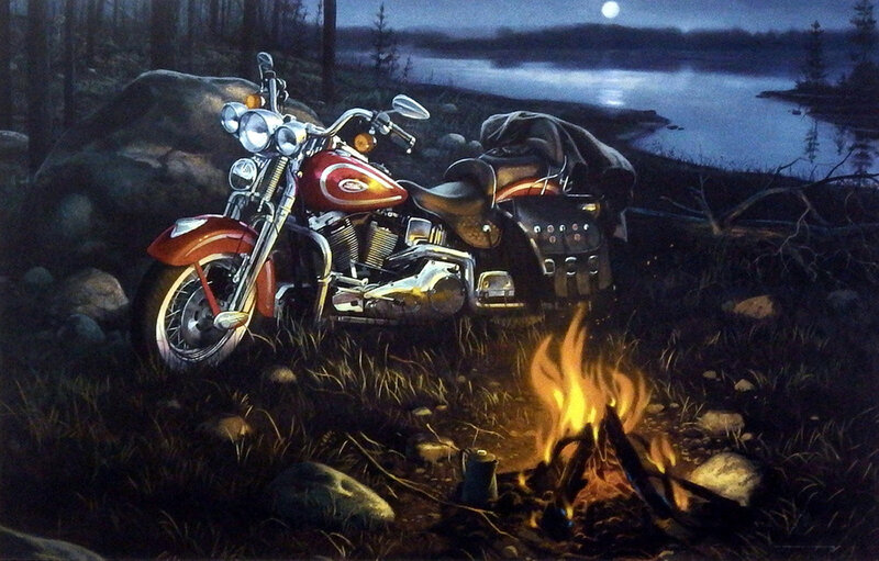 Motorcycle at Campsite