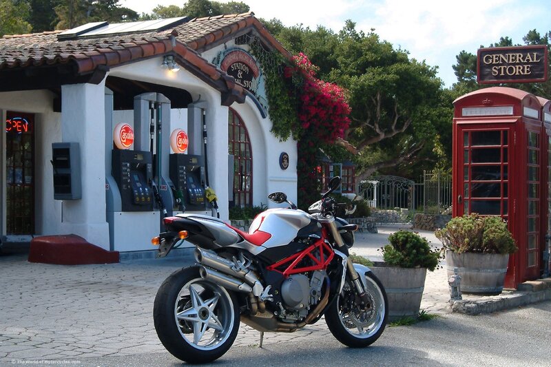Motorcycle at Gas Station — White