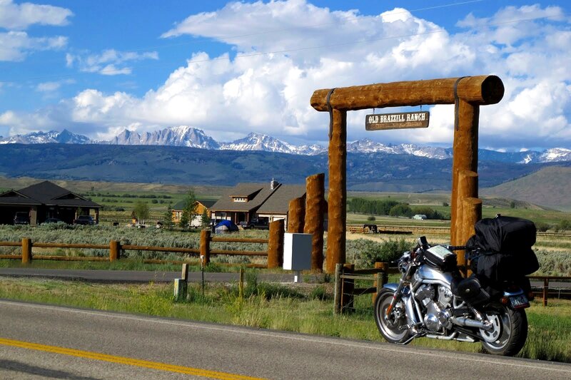 Motorcycle at Ranch Entrance