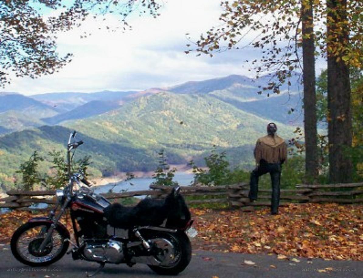 Motorcycle at scenic overlook