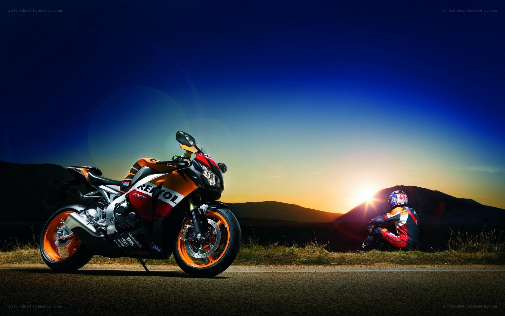 motorcycle at sunset