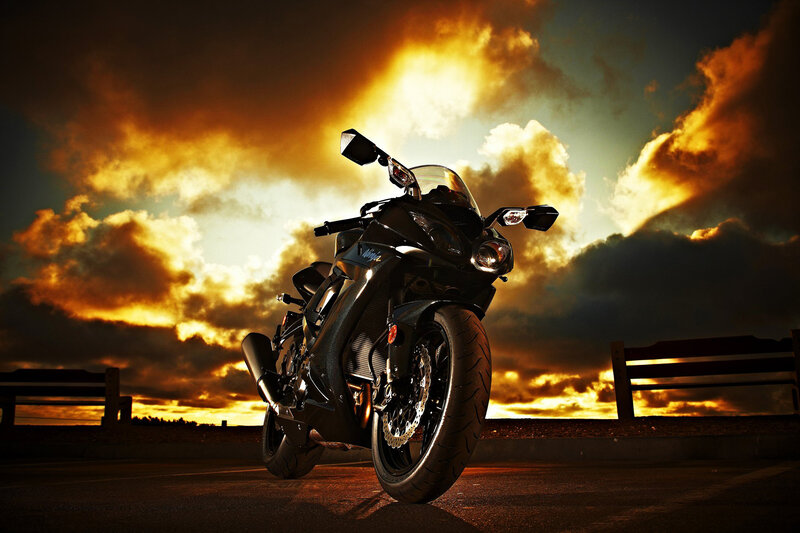 motorcycle at sunset