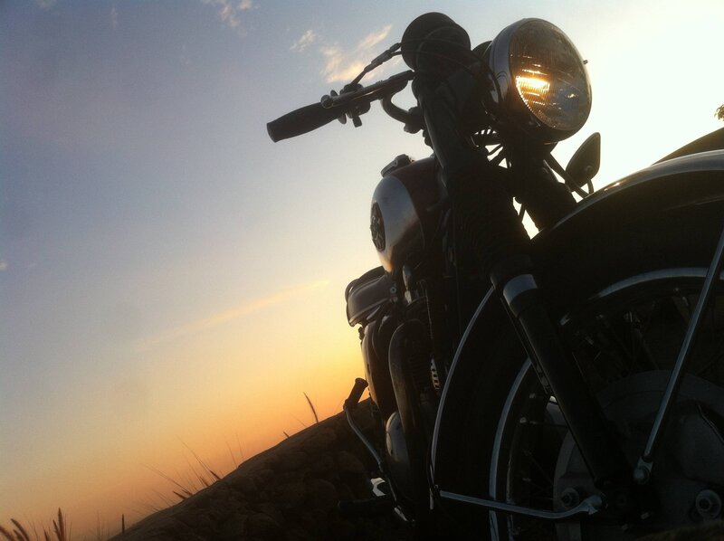 Motorcycle at Sunset — Orange