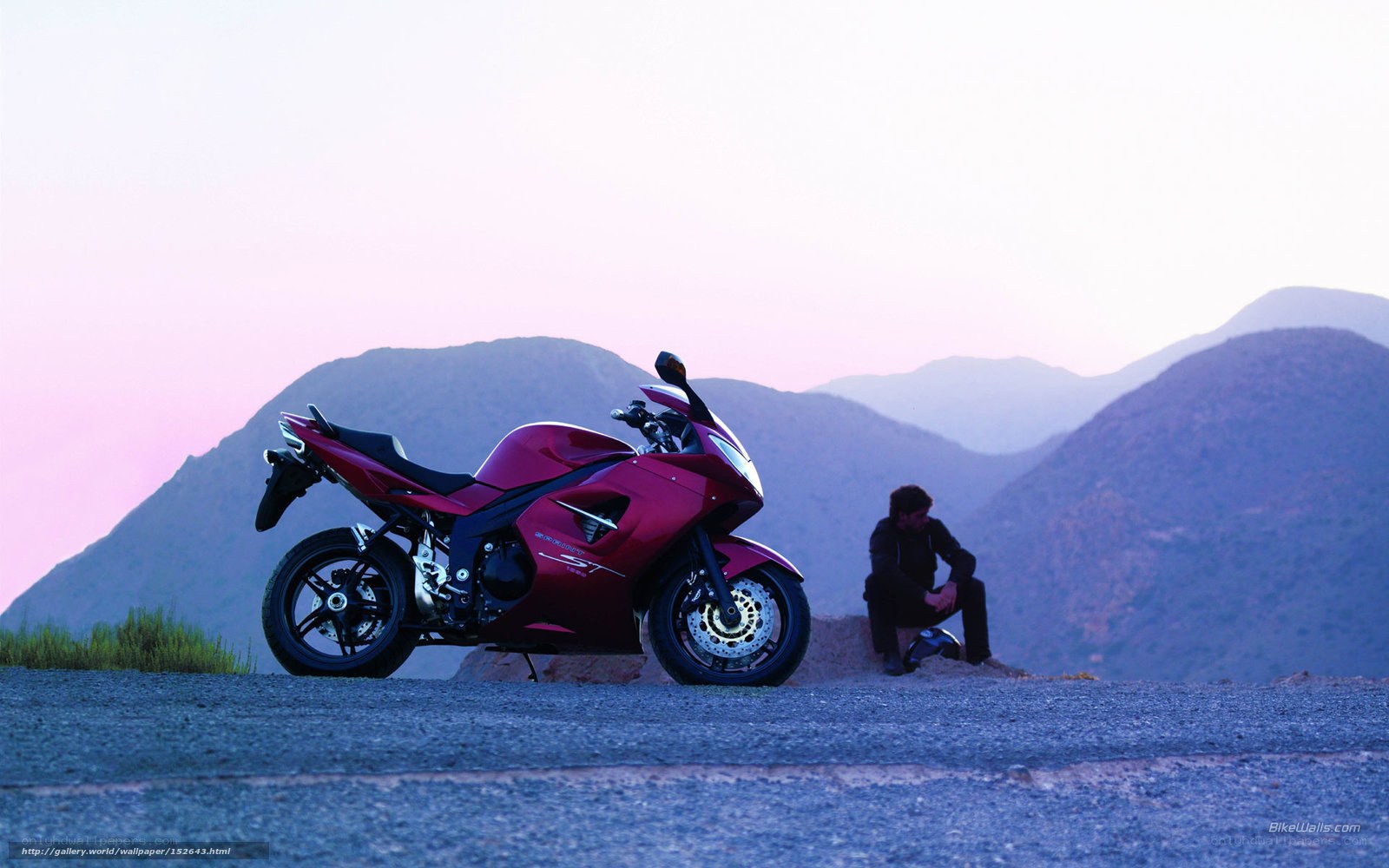 motorcycle at sunset with rider