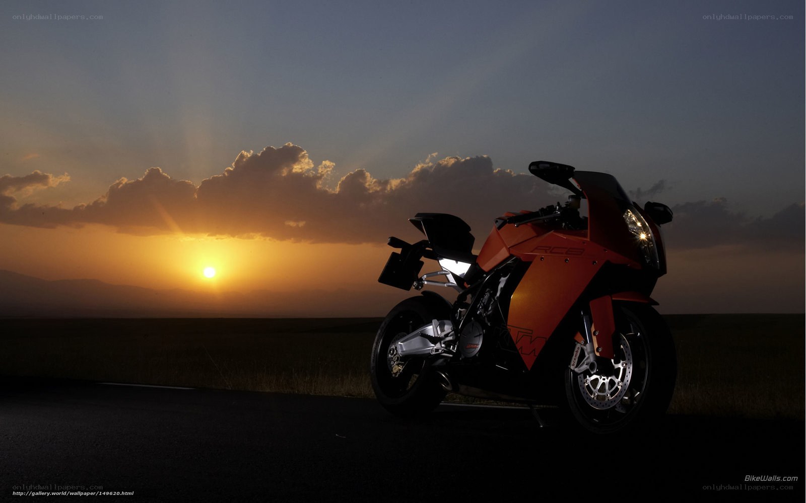 motorcycle at sunset