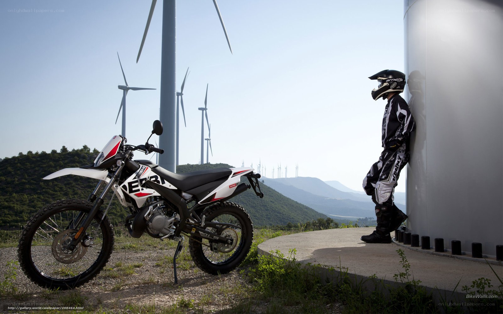 Motorcycle at wind farm