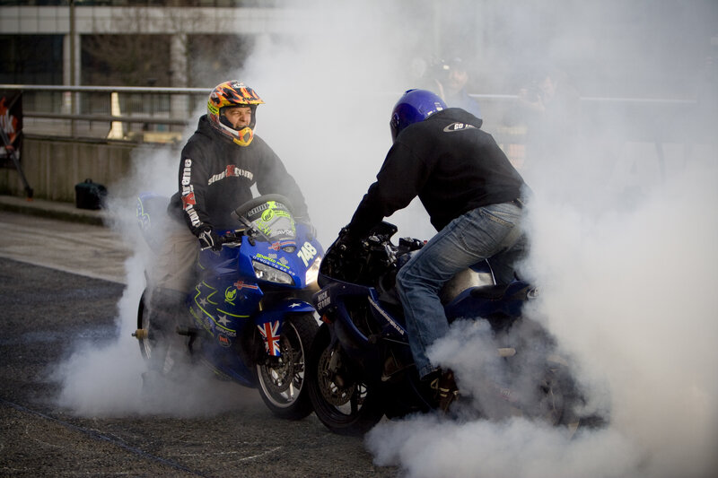 Motorcycle burnout display