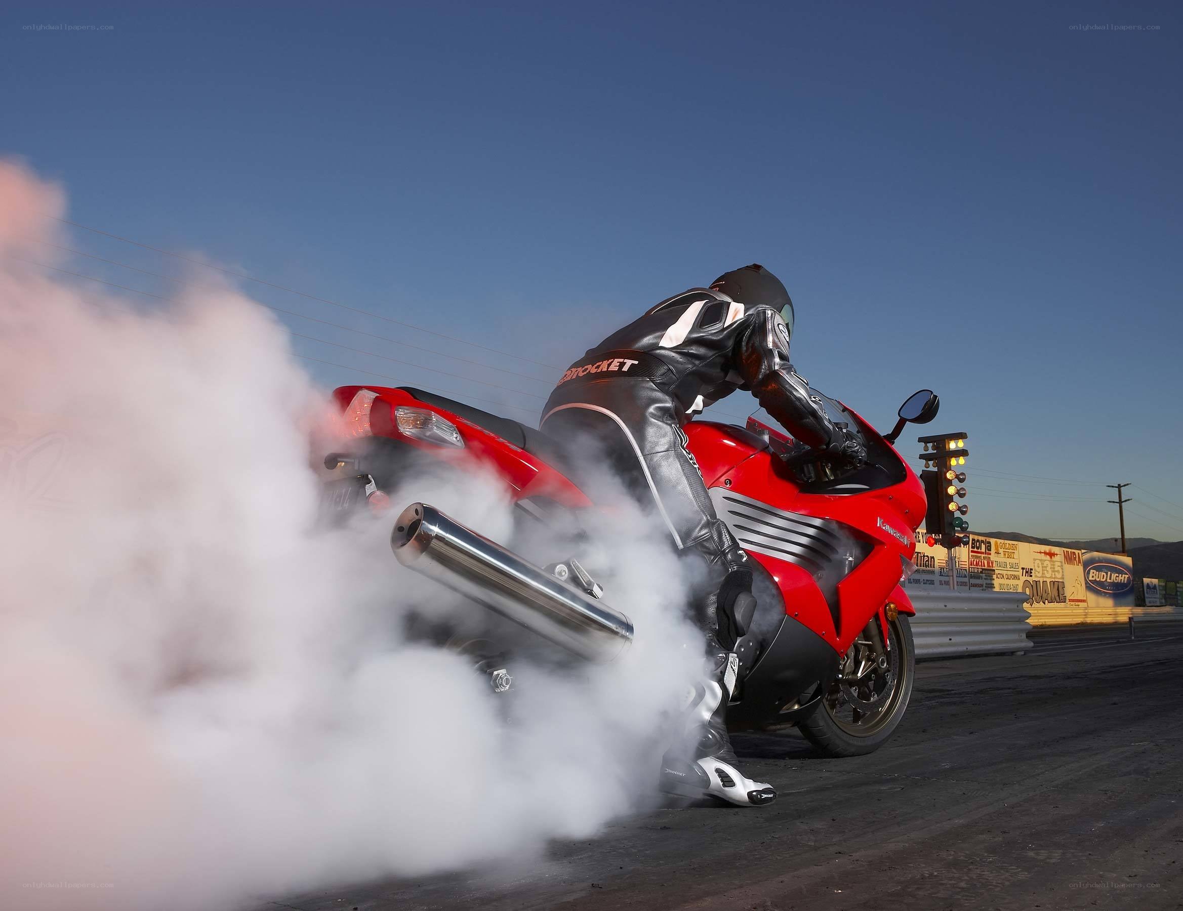 Motorcycle burnout on track