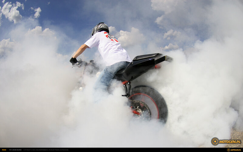 Motorcycle burnout with smoke