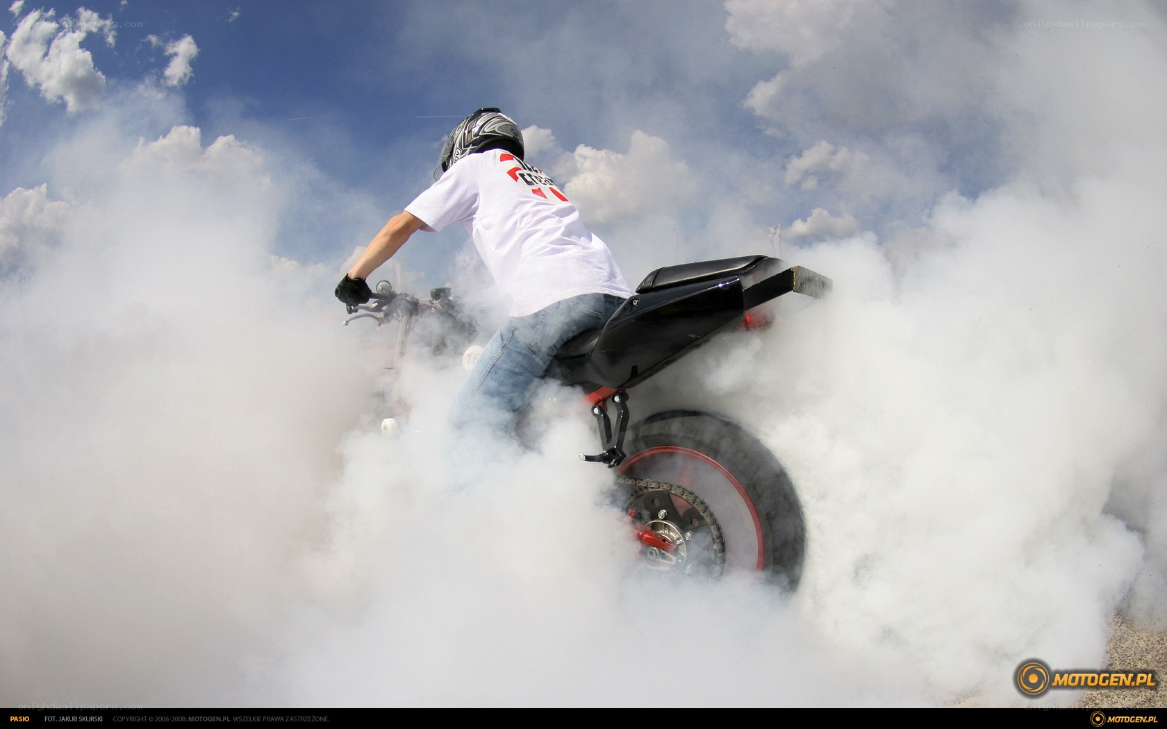 Motorcycle burnout with smoke