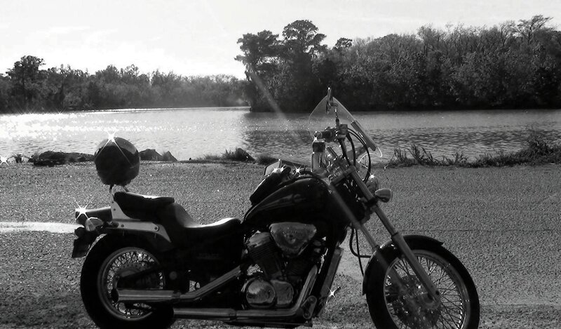 Motorcycle by Lake — Black