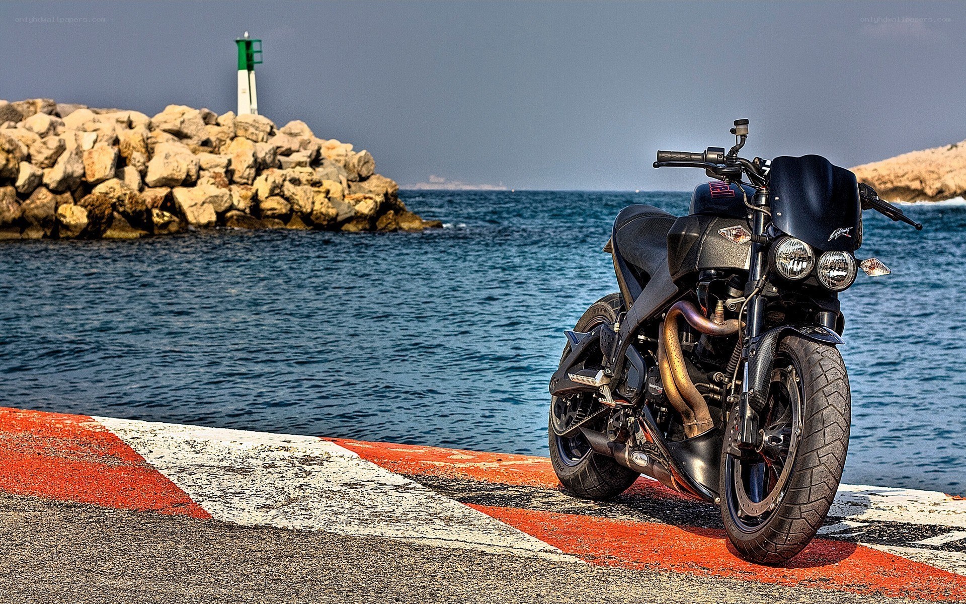 Motorcycle by the sea