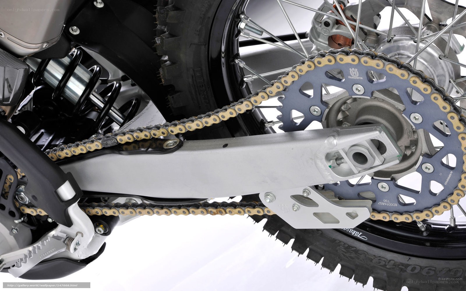 motorcycle chain and rear wheel
