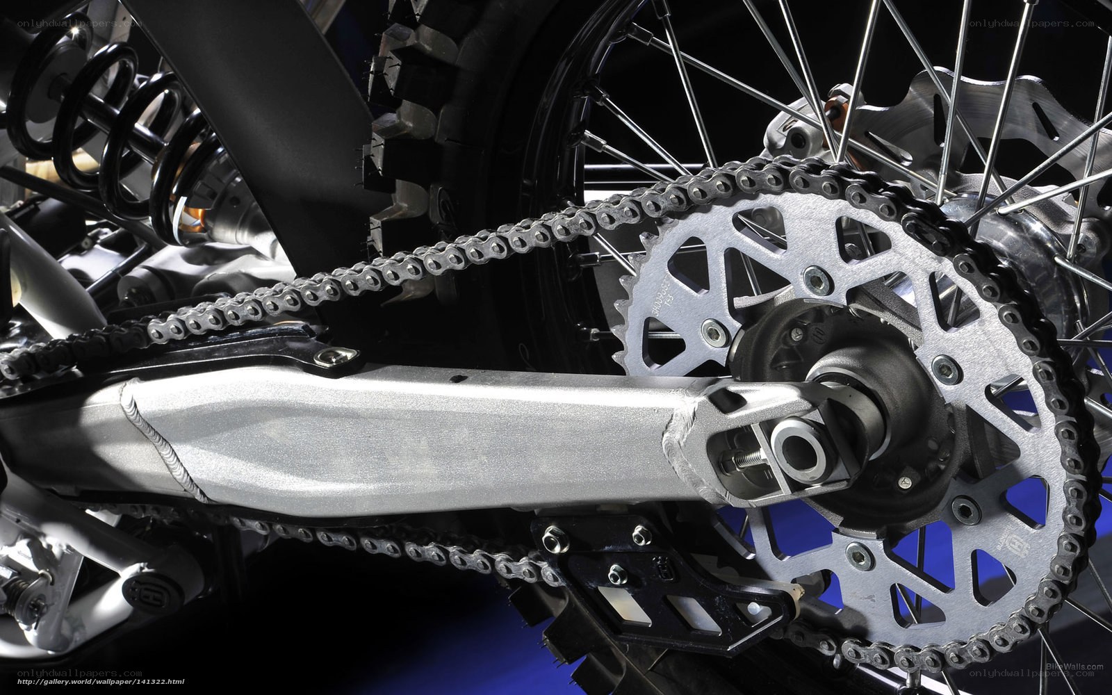 motorcycle chain and wheel detail