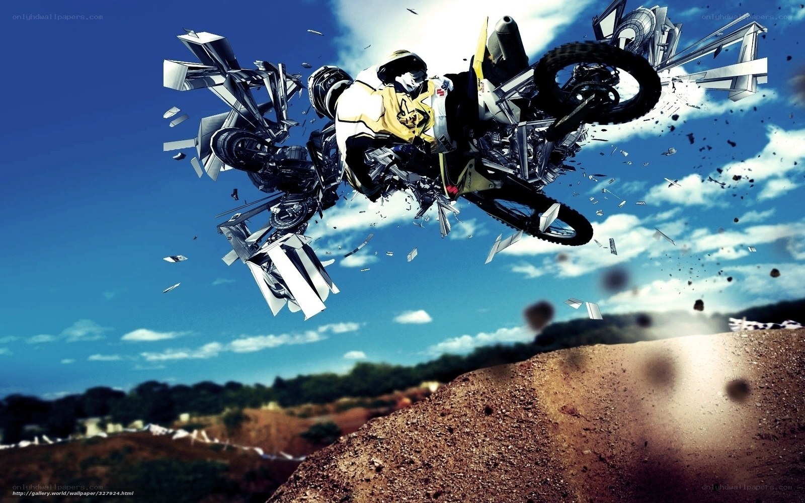 Motorcycle crash in mid-air