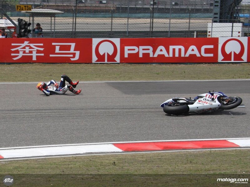 Motorcycle crash on track
