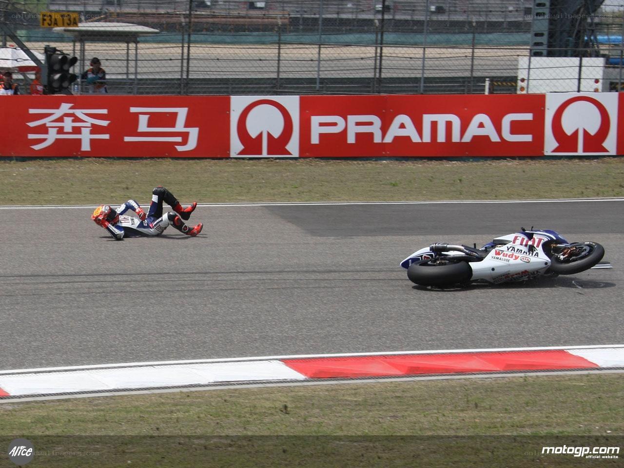 Motorcycle crash on track