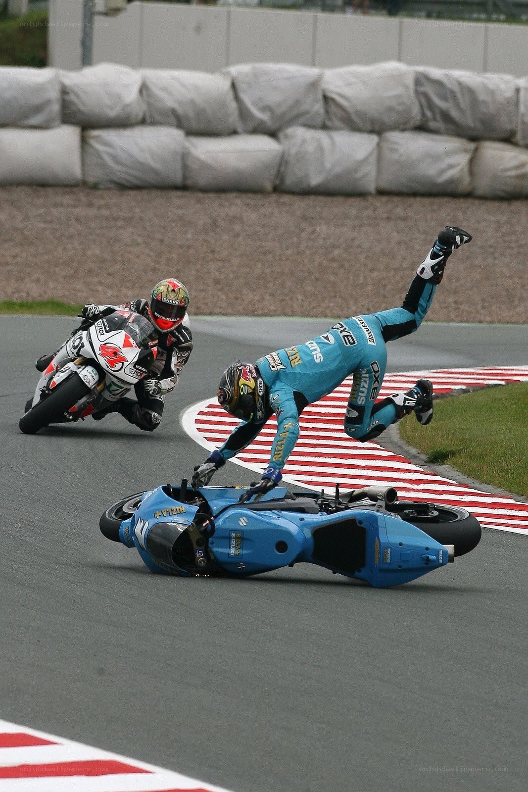 Motorcycle crash on track