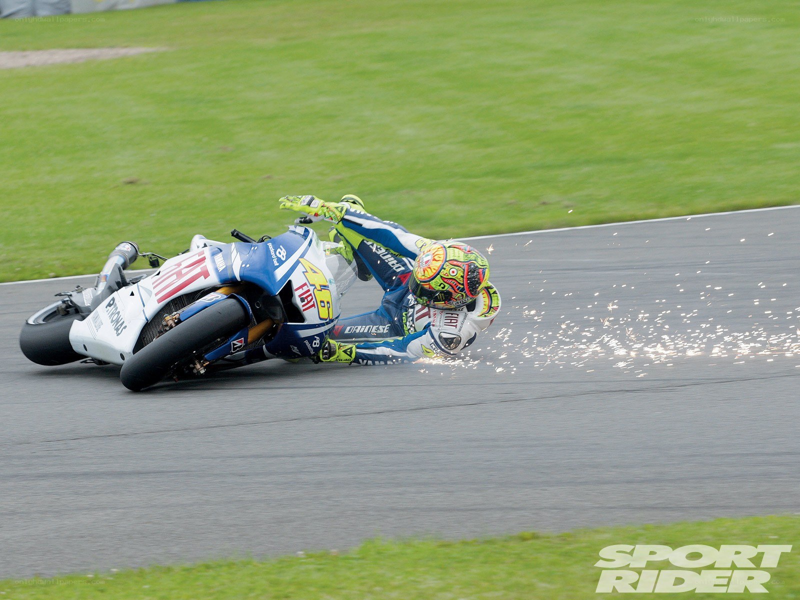 Motorcycle crash on track