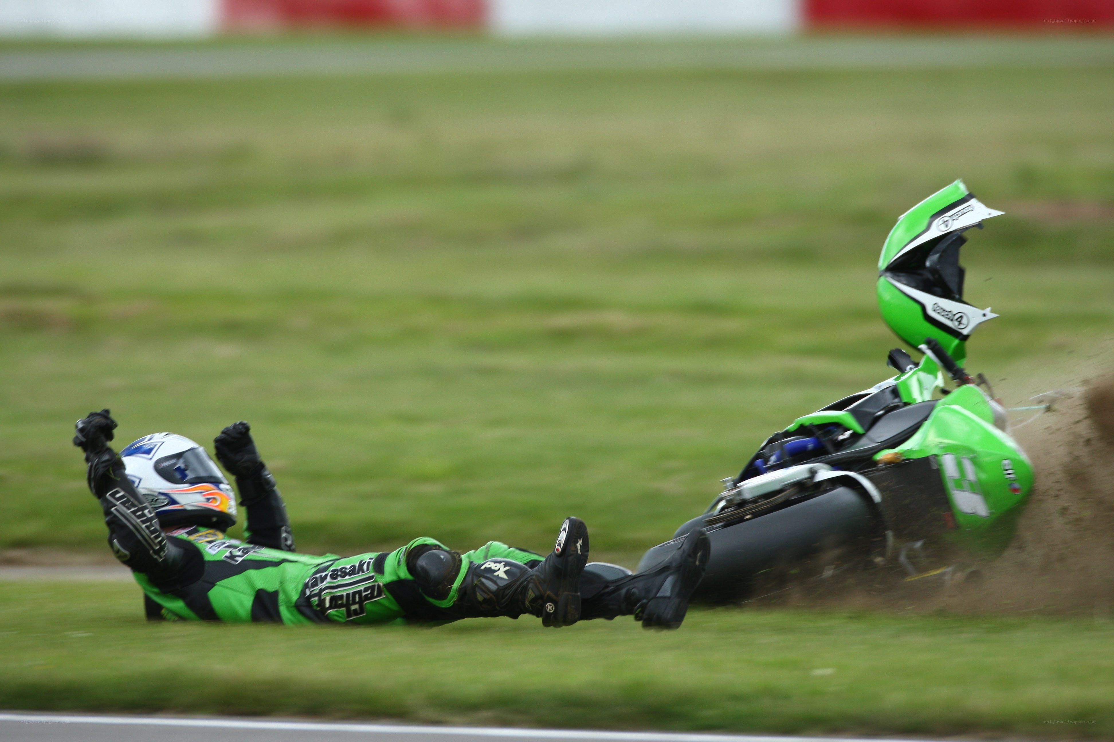 Motorcycle crash on track