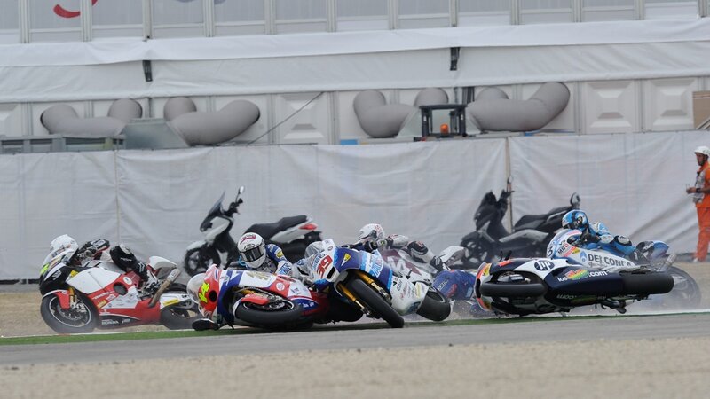 Motorcycle Crash on Track — White