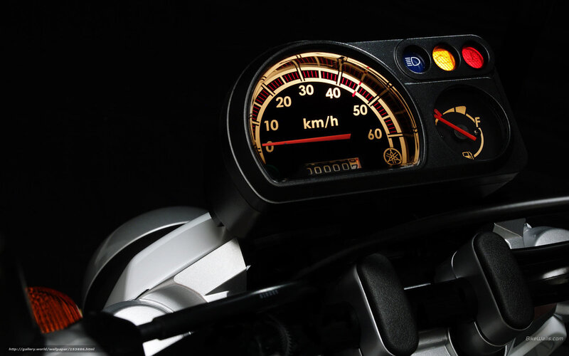 Motorcycle Dashboard — Black, Dramatic, Photograph, Speedometer, Fuel Gauge