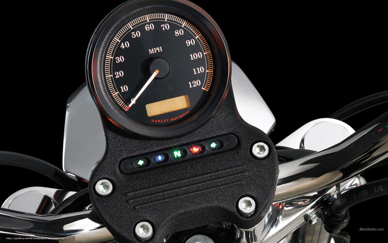 Motorcycle Dashboard — Black, Dramatic, Photograph, Speedometer, Handlebars