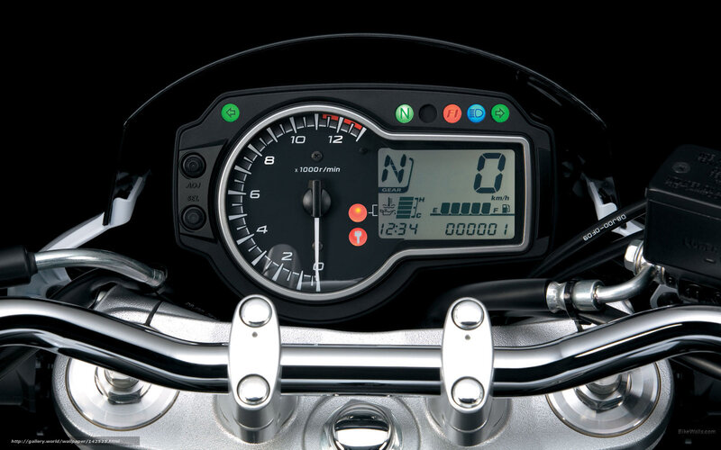Motorcycle Dashboard — Black, Neutral, Photograph, Handlebars, Digital Display, Analog Gauge