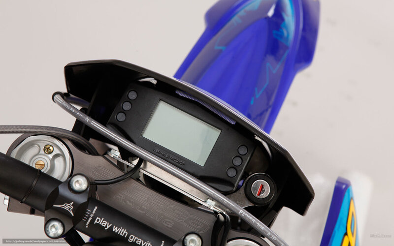 Motorcycle Dashboard — Black, Neutral, Photograph, Handlebars, Digital Display, Blue Bodywork