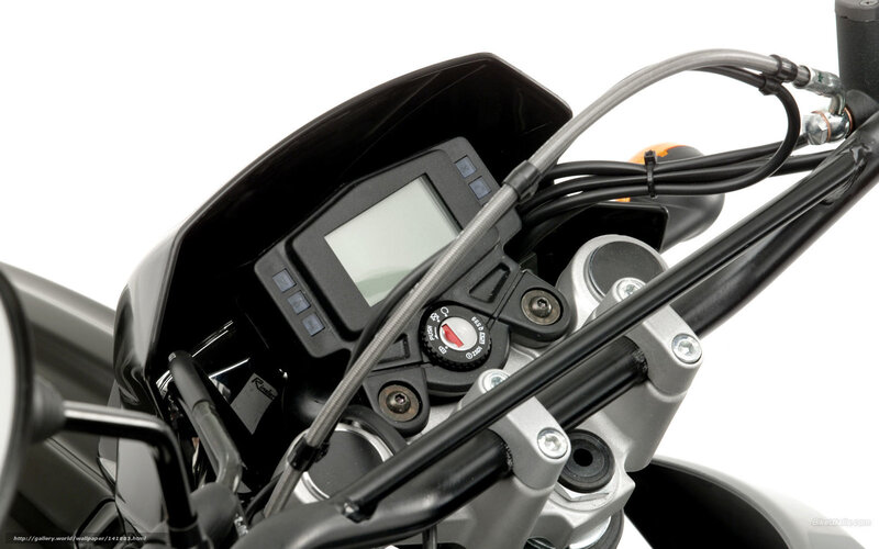 Motorcycle Dashboard — Black, Neutral, Photograph, Handlebars, Display Screen