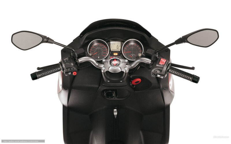 Motorcycle Dashboard — Black, Neutral, Photograph, Handlebars, Mirrors