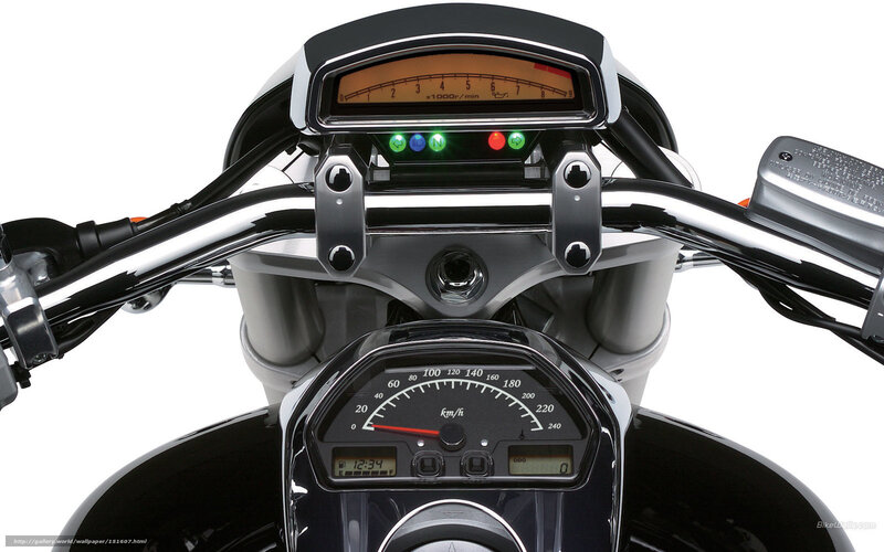 Motorcycle Dashboard — Black, Neutral, Photograph, Handlebars, Speedometer, Indicator Lights