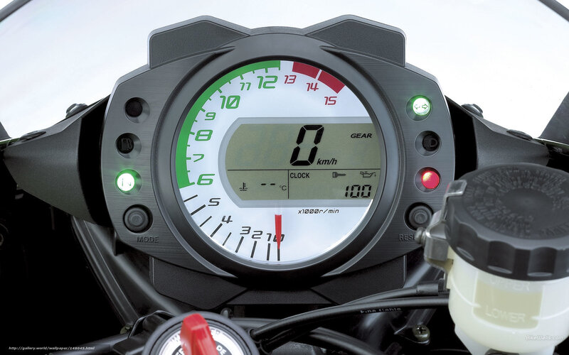 Motorcycle Dashboard — Black, Neutral, Photograph, Speedometer, Digital Display, Warning Lights