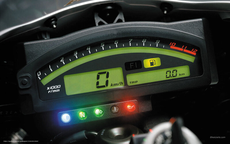 Motorcycle Dashboard — Black, Technical, Photograph, Speedometer, Fuel Gauge, Trip Meter