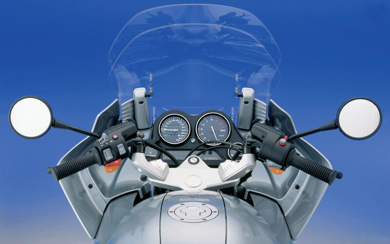 Motorcycle Dashboard — Blue, Neutral, Photograph, Handlebars, Mirrors