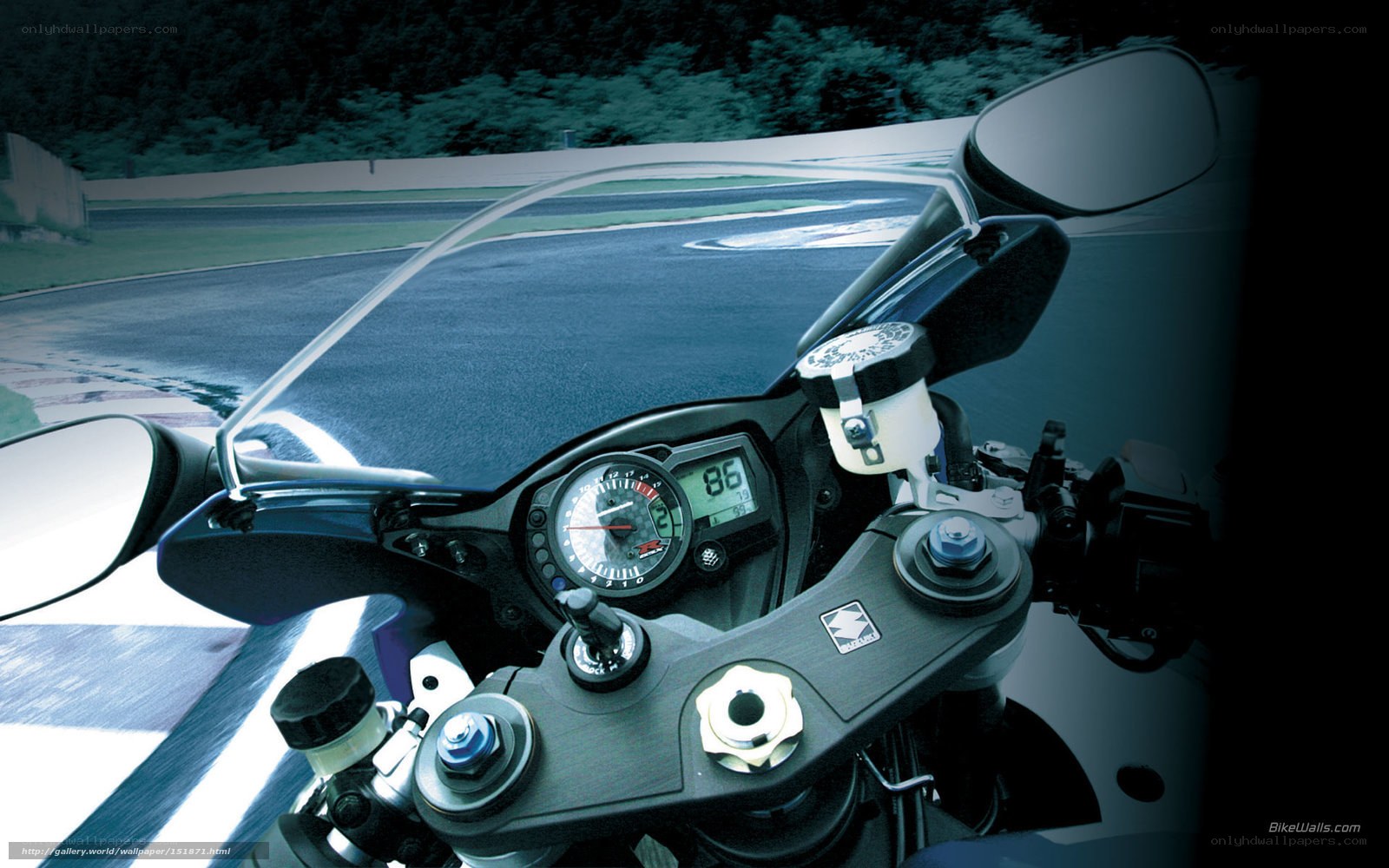 motorcycle dashboard on racetrack