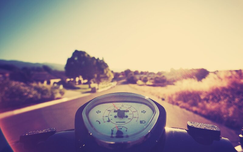 Motorcycle Dashboard View — Blue