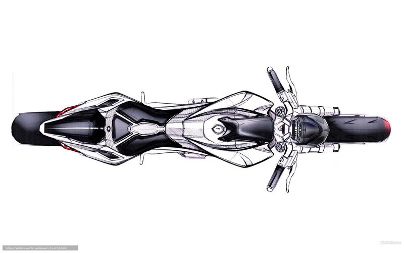 Motorcycle Design Sketch — Black, Technical, Illustration