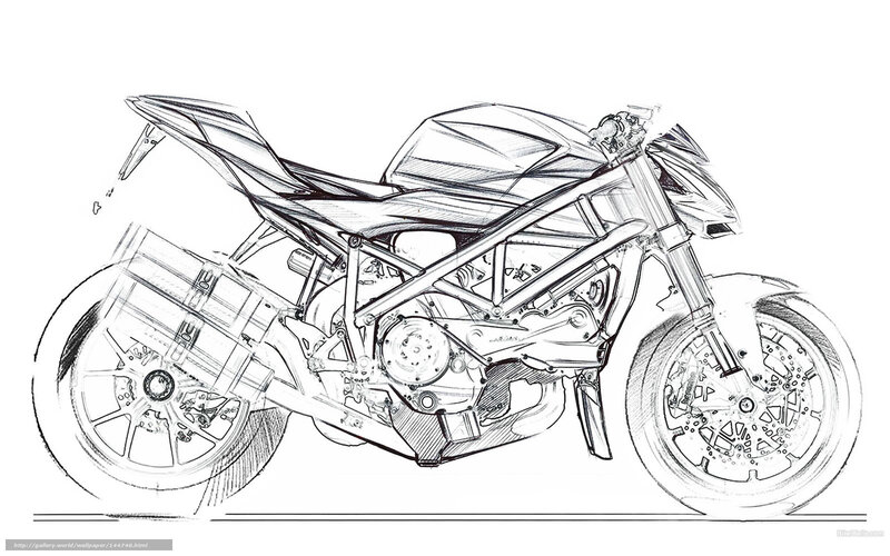 Motorcycle Design Sketch — Black, Technical
