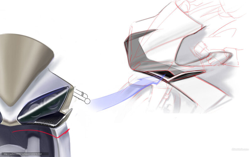 Motorcycle Design Sketch — White, Technical