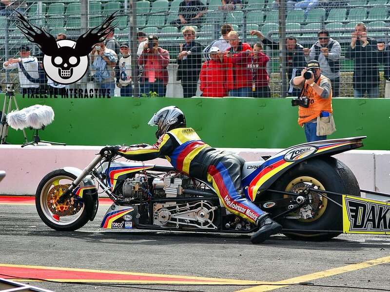 Motorcycle Drag Racer — Black, Active