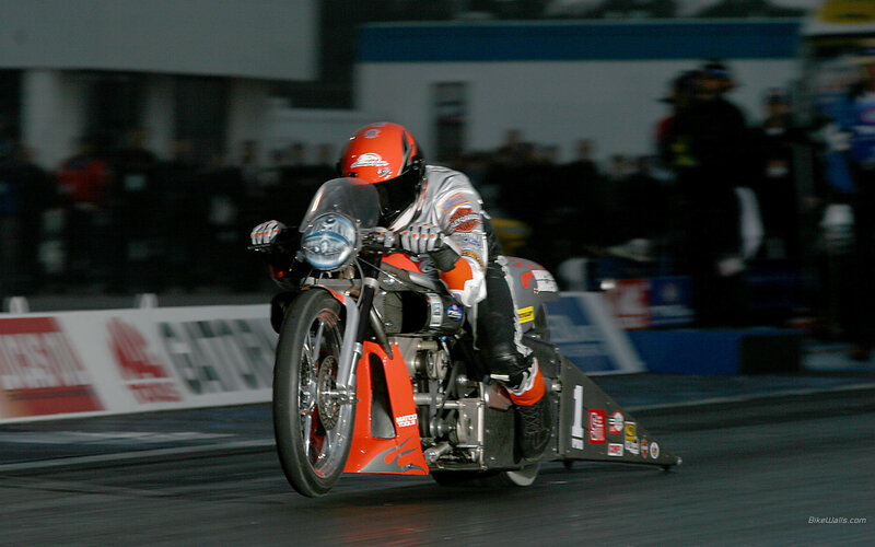 Motorcycle Drag Racer — Black, Dynamic, Night