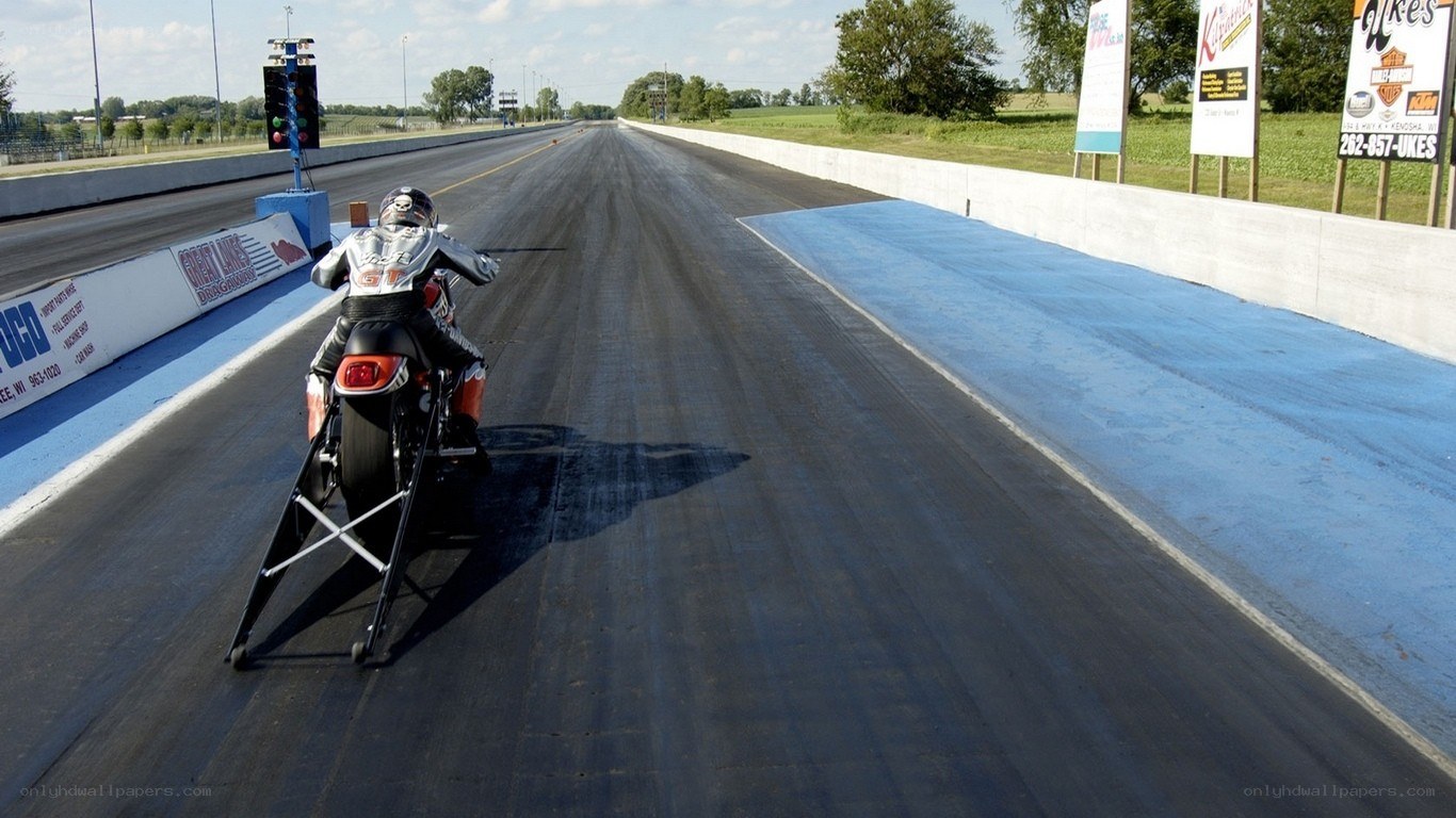 Motorcycle drag racing at the track