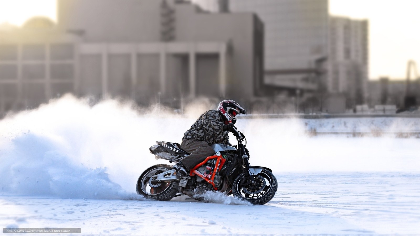 Motorcycle drifting on snow