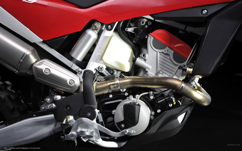 Motorcycle Engine and Exhaust — Red