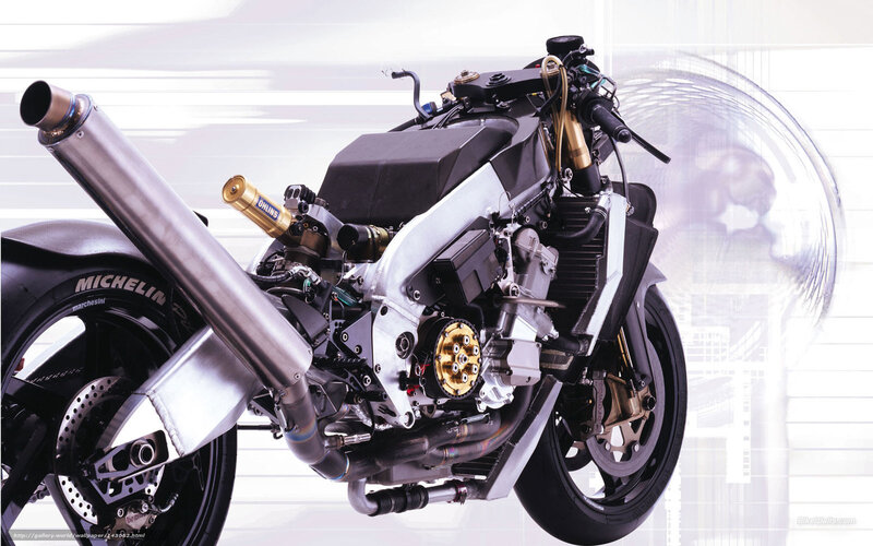Motorcycle Engine and Exhaust — Silver, Technical